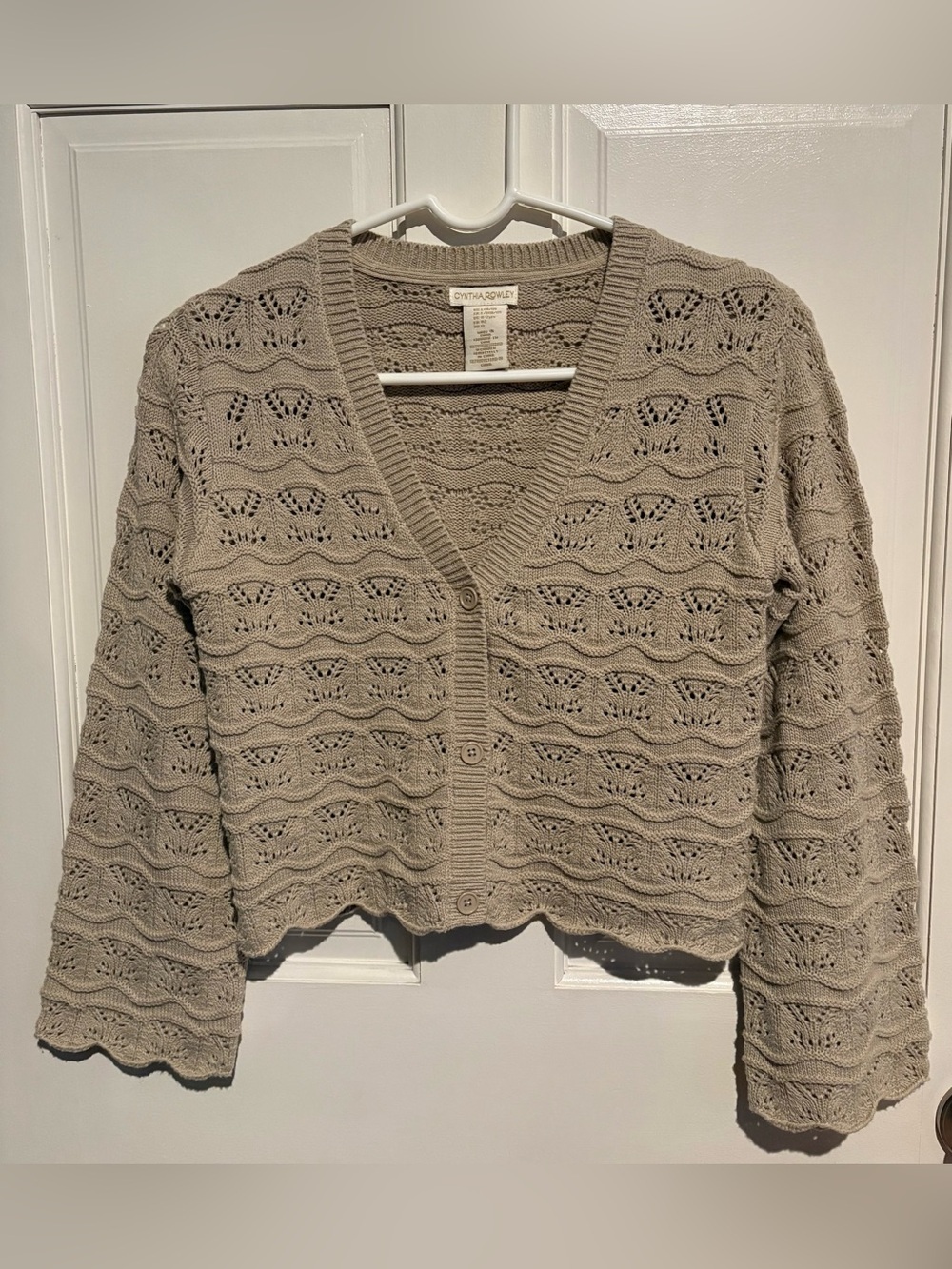 Cynthia Rowley Cardigan Size L (Youth 10/12) Tan Cotton Blend